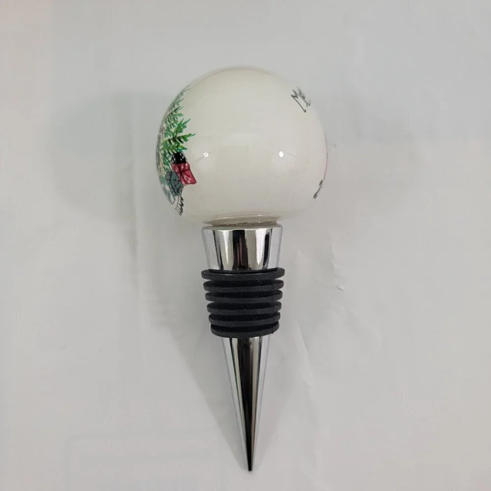 Pier 1 Imports Li Bien Hand Painted Bottle Stopper MERRY CHRISTMAS 2019 Topper